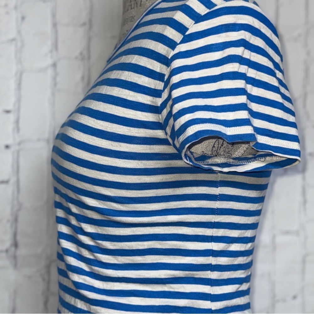 J. Crew Blue and White Striped Studio Tee - Picture 3 of 4